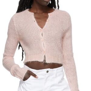 Danielle Guizio cropped fuzzy mohair blend cardigan